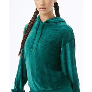 Forever 21 Emerald Green Ribbed Velvet Hoodie
